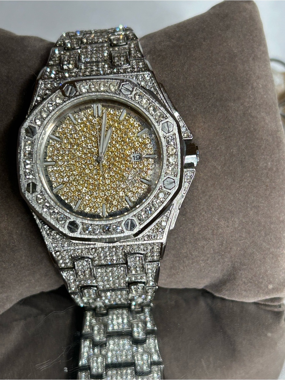 Mens Fully Ice out Bling Octagonal Watch Iced Cz Quality Stainless Steel - Picture 8 of 10